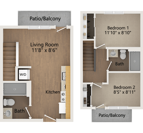 Eliza Floor Plan 2 Story with Straight Carpet Stairs